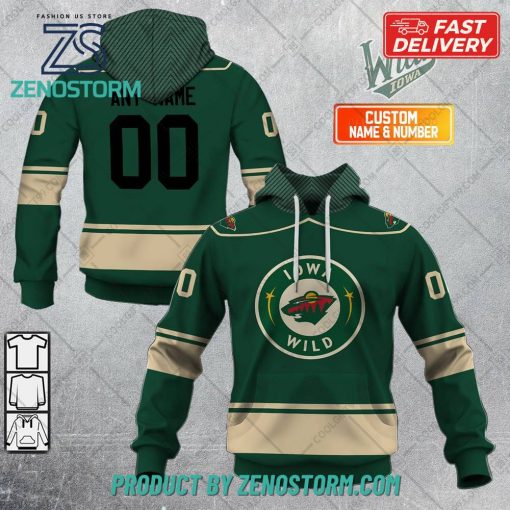 Personalized AHL Iowa Wild Color Jersey Style Hoodie, Sweatshirt