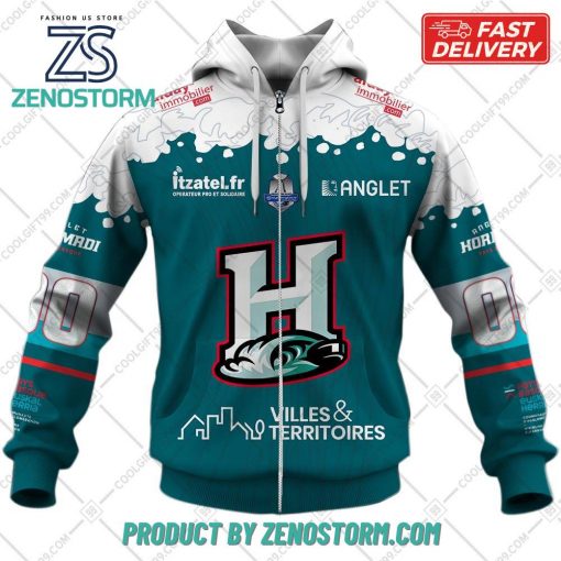 Personalized FR Hockey Anglet Hormadi Elite Home Jersey Style Hoodie, Sweatshirt