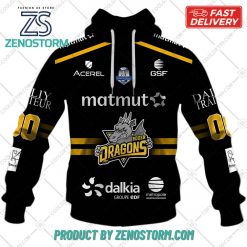 Personalized FR Hockey Dragons de Rouen Home Jersey Style Hoodie Sweatshirt