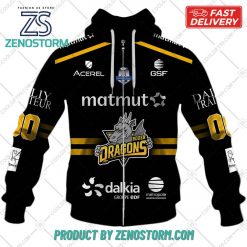 Personalized FR Hockey Dragons de Rouen Home Jersey Style Hoodie Sweatshirt