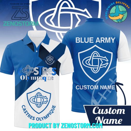 Castres Olympique Blue Army Custom Name Polo Shirt