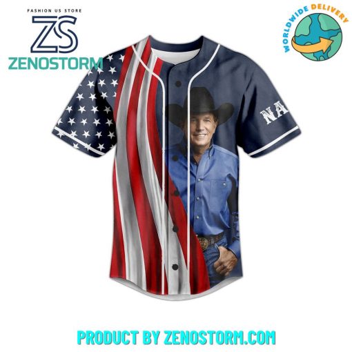 George Strait Happy 4th Of July Custom Name Baseball Jersey