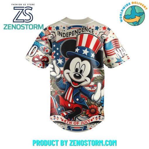 Mickey Mouse Happy 4th Of July Customized Baseball Jersey