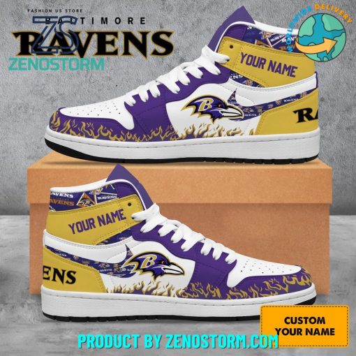 Baltimore Ravens NFL New Custom Name Nike Air Jordan 1