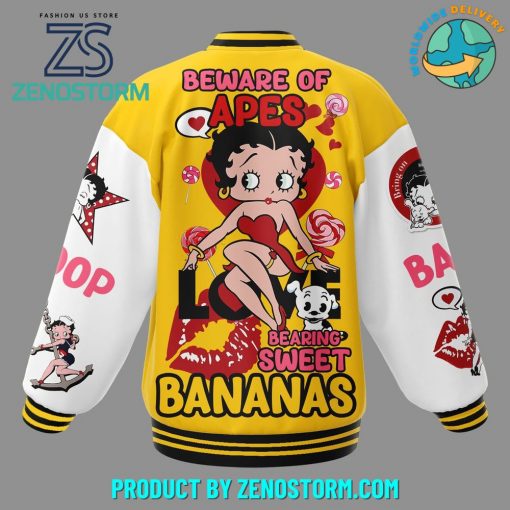 Betty Boop Beware Of Apes Yellow Baseball Jacket