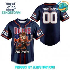 Edmonton Oilers NHL Let’s Go Oilers Customized Baseball Jersey