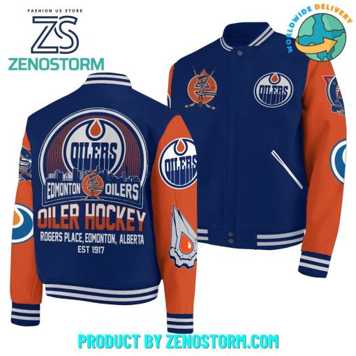 Edmonton Oilers NHL Team 2024 Baseball Jacket