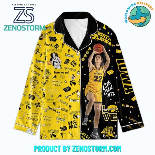 Iowa Hawkeyes Caitlin Clark Basketball Here We Go Pajamas Set