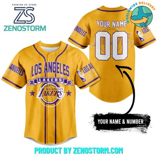 Los Angeles Lakers NBA Custom Name Baseball Jersey