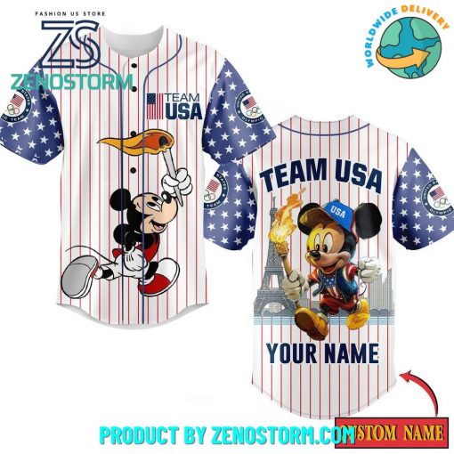 Mickey Mouse Olympic Paris 2024 Team USA Customized Baseball Jersey