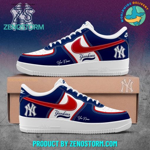 New York Yankees Blue White Custom Name Nike Air Force 1