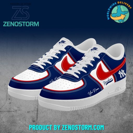 New York Yankees Blue White Custom Name Nike Air Force 1