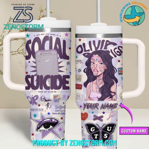 Olivia Rodrigo Social Suicide Custom Name Stanley Tumbler