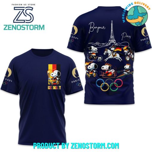 Snoopy Mouse Olympic Paris 2024 Team Germany Blue Shirt