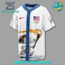 Snoopy Team USA Olympic Paris 2024 Personalized Baseball Jersey