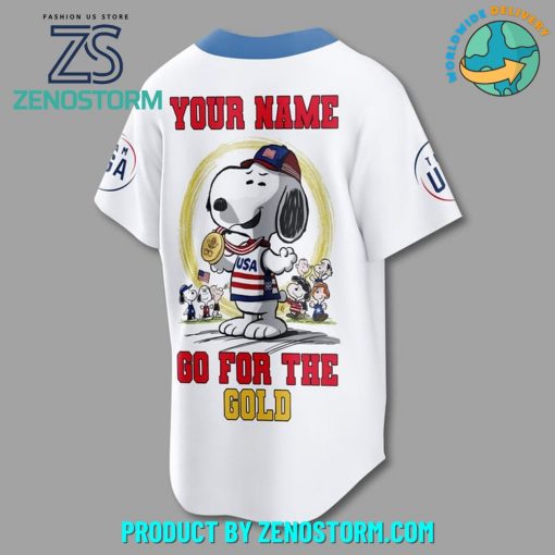 Snoopy Team USA Olympic Paris 2024 Personalized Baseball Jersey