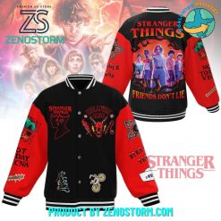 Stranger Things Friends Don’t Lie Black Red Baseball Jacket