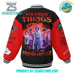 Stranger Things Friends Dont Lie Black Red Baseball Jacket