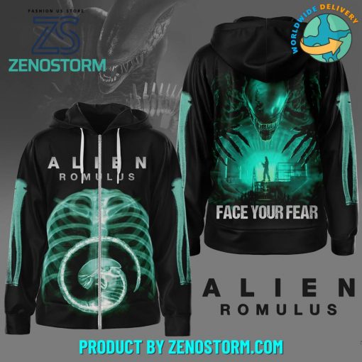 Alien Romulus 2024 Face Your Fear Zip Hoodie