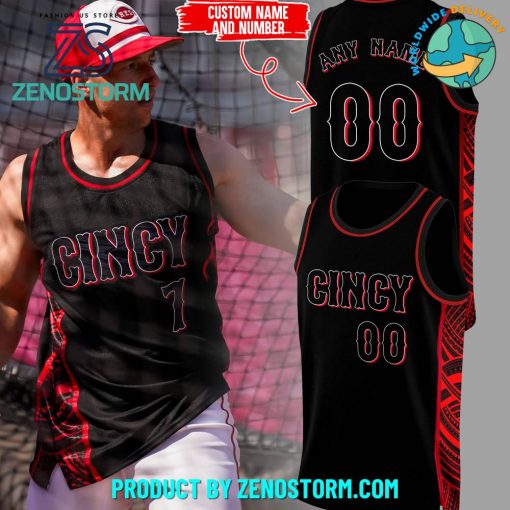 Cincinnati Reds Red Black Customized Basketball Jersey