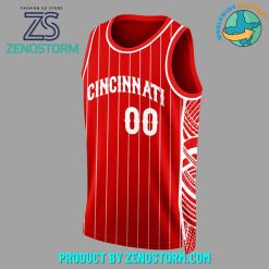 Cincinnati Reds White Red Stripped Customized Basketball Jersey