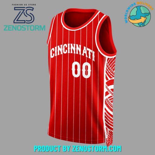 Cincinnati Reds White Red Stripped Customized Basketball Jersey