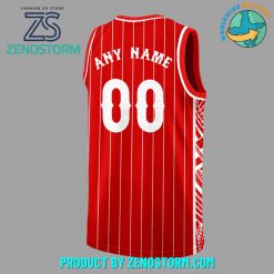 Cincinnati Reds White Red Stripped Customized Basketball Jersey