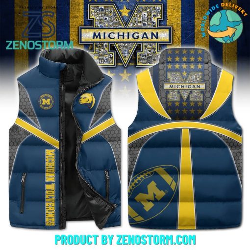 Michigan Wolverines Football Sleeveless Puffer Down Vest