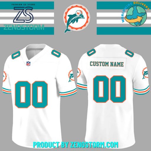 NFL Miami Dolphins Throwback White Customized Football Jersey