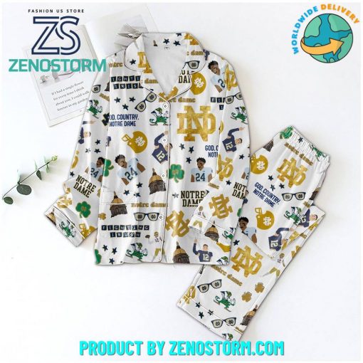 Notre Dame Fighting Irish Football White Pajamas Set