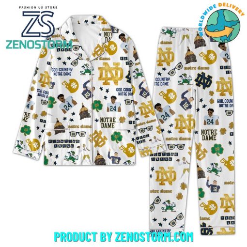 Notre Dame Fighting Irish Football White Pajamas Set