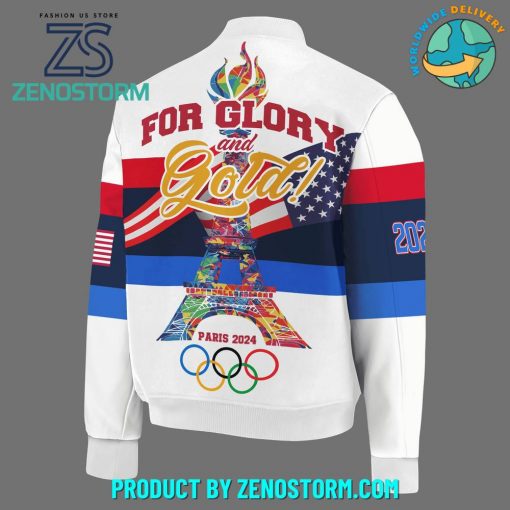 Olympic Paris 2024 Team USA For Glory And Gold Baseball Jacket