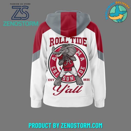 Alabama Crimson Tide NCAA Football Zip Hoodie – White