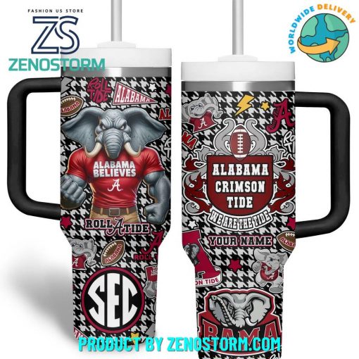 Alabama Crimson Tide Roll A Tide Customized Stanley Tumbler – Black