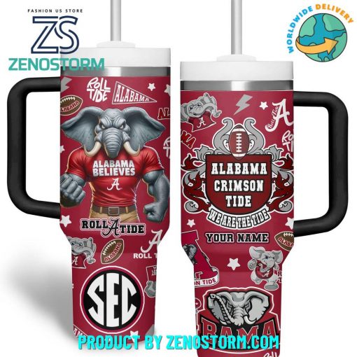 Alabama Crimson Tide Roll A Tide Customized Stanley Tumbler – Red