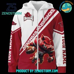 Arkansas Razorbacks Football Custom Name Zip Hoodie