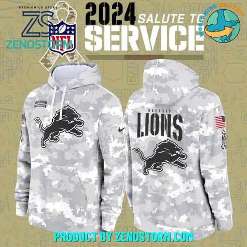 Detroit Lions Arctic Camo 2024 Salute to Service Hoodie