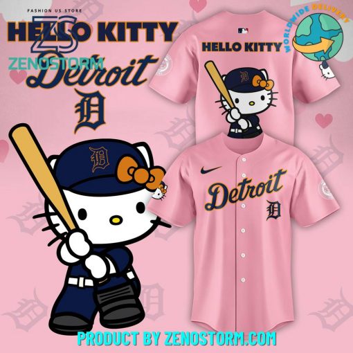 Detroit Tigers x Hello Kitty Pink Baseball Jersey