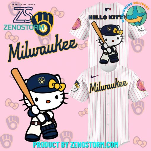 Hello Kitty Night x Milwaukee Brewers Baseball Jersey 2024