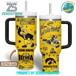 Iowa Hawkeyes Let’s Go Hawks Customized Stanley Tumbler – Yellow