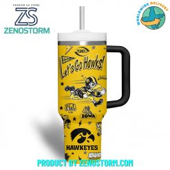 Iowa Hawkeyes Lets Go Hawks Customized Stanley Tumbler Yellow