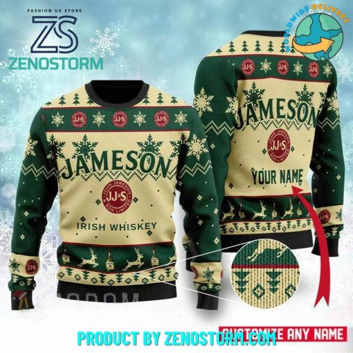 Jameson Irish Whisky Custom Name Ugly Christmas Sweater