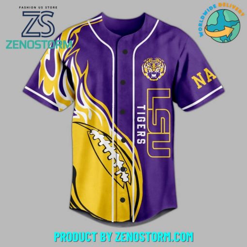 LSU Tigers Football Custom Name Baseball Jersey