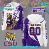 LSU Tigers Football Yellow White Personalized Zip Hoodie