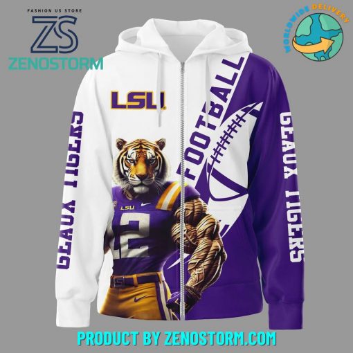 LSU Tigers Football Purple White Personalized Zip Hoodie