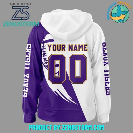 LSU Tigers Football Purple White Personalized Zip Hoodie