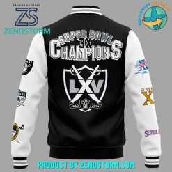 Las Vegas Raiders Super Bowl 3x Champions Baseball Jacket