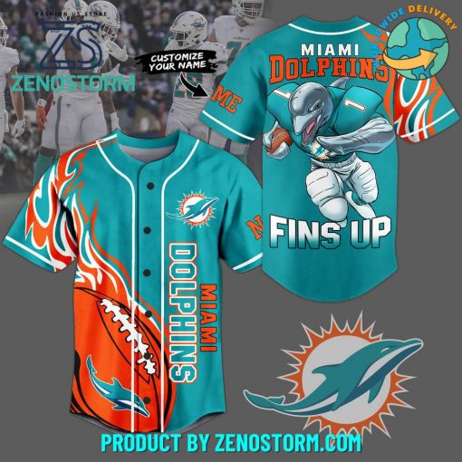 Miami Dolphins Football Custom Name Baseball Jersey