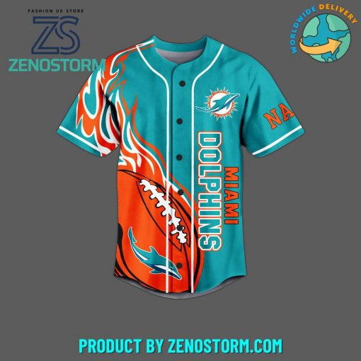 Miami Dolphins Football Custom Name Baseball Jersey