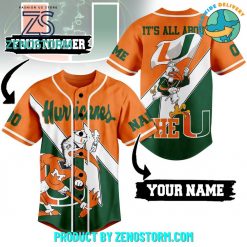 Miami Hurricanes Football Custom Name Baseball Jersey